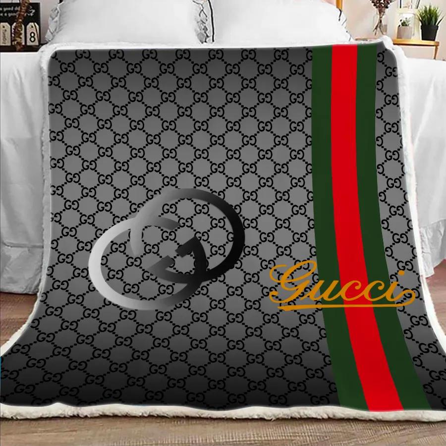 Gucci grey luxury brand premium blanket fleece home decor 67 Blanket Fleece