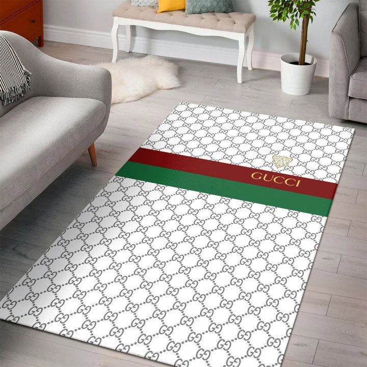Gucci logo type 721. Upgrade Your Living Room with Luxury Home Decor: Area Carpets, Floor Decor, Door Mats, and Hot Gift Items with style a High-End Fashion Brand Rectangle Rug