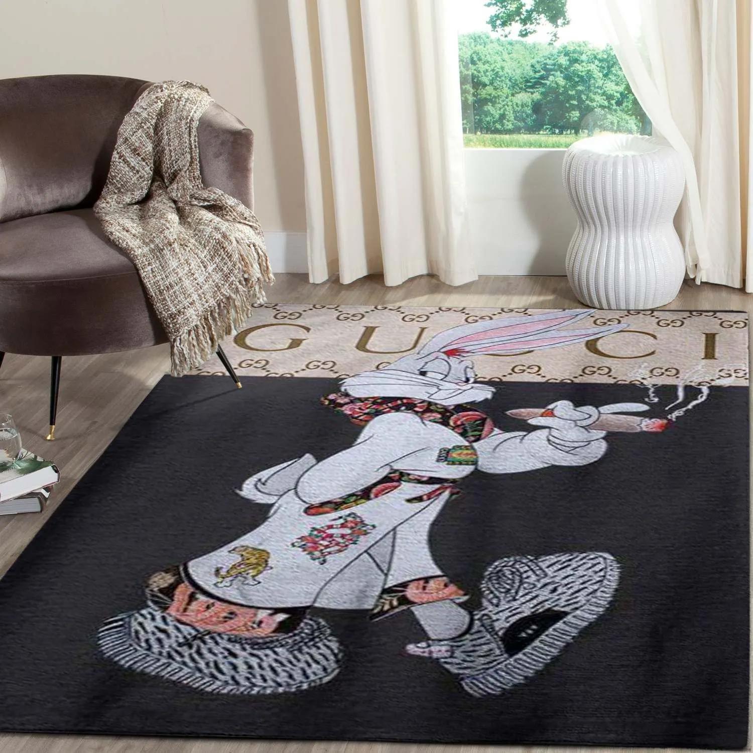 Gucci rabbit logo type 330. Upgrade Your Living Room with Luxury Home Decor: Area Carpets, Floor Decor, Door Mats, and Hot Gift Items with style a High-End Fashion Brand Rectangle Rug