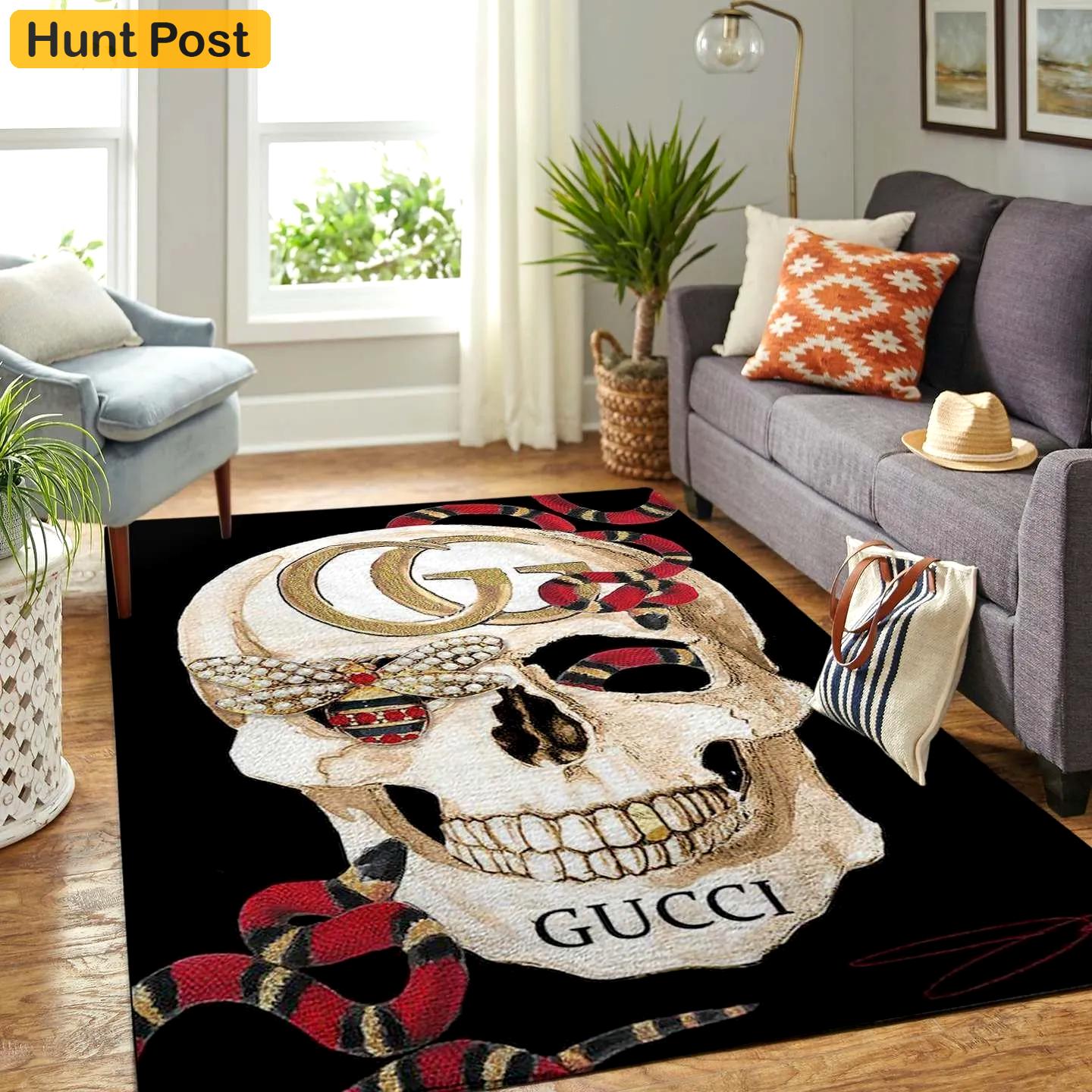 Gucci skull logo type 941. Upgrade Your Living Room with Luxury Home Decor: Area Carpets, Floor Decor, Door Mats, and Hot Gift Items with style a High-End Fashion Brand Rectangle Rug