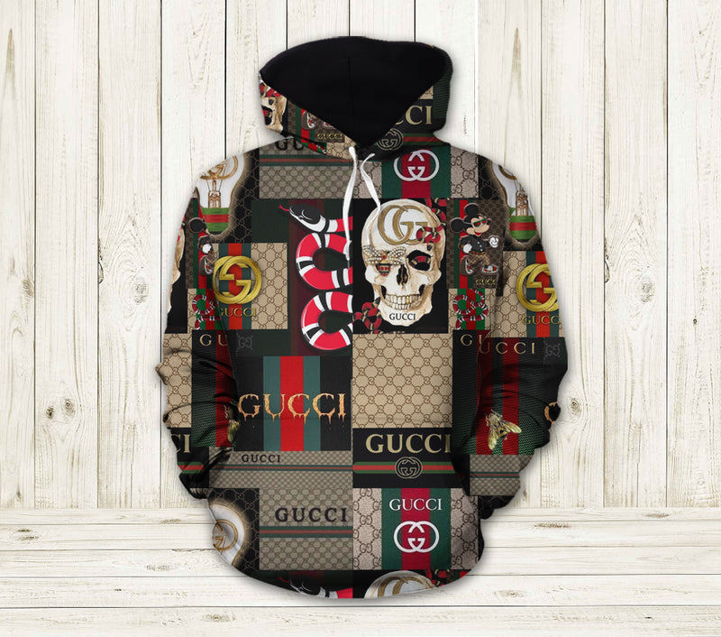Gucci skull unisex hoodie for men women luxury brand outfit Hoodie 3D