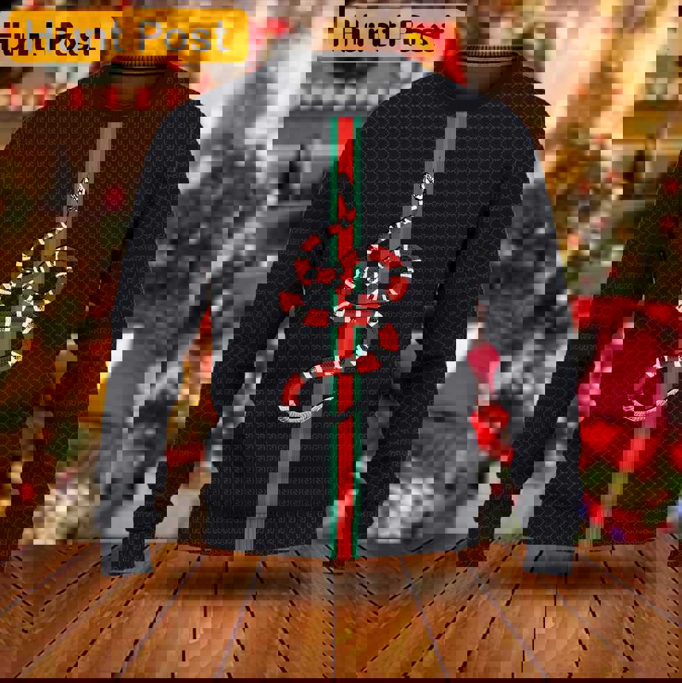 Gucci snake luxury ugly christmas sweaterhot 2025 style 297 Christmas Ugly Sweater