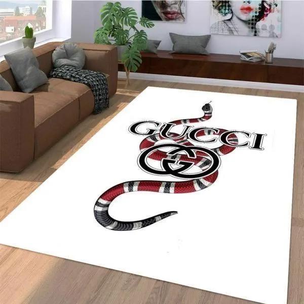 Gucci snake white logo type 922. Upgrade Your Living Room with Luxury Home Decor: Area Carpets, Floor Decor, Door Mats, and Hot Gift Items with style a High-End Fashion Brand Rectangle Rug