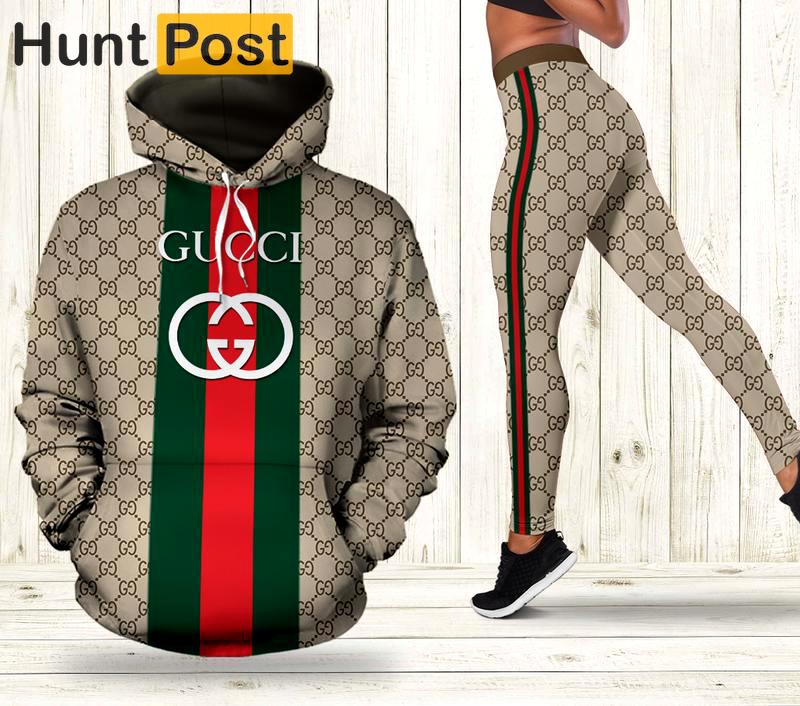 Gucci stripe hoodie leggings luxury brand clothing clothes outfit for women 142 hcst 59 Hoodie Leggings Set