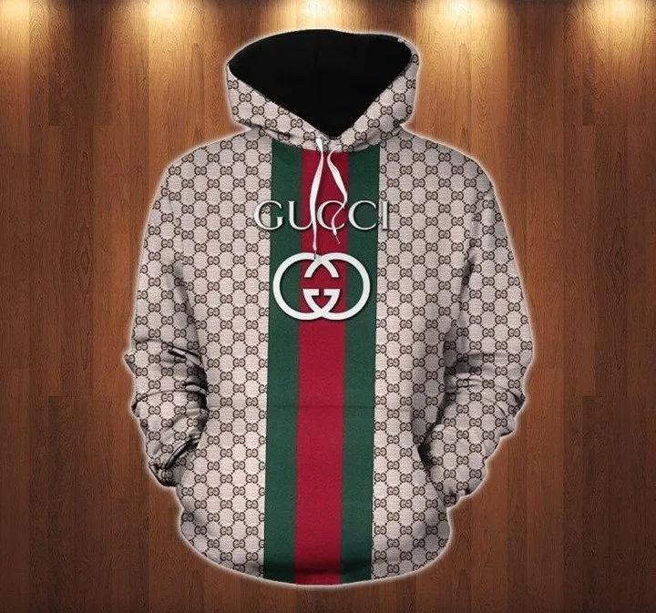 Gucci stripe unisex hoodie for men women luxury brand clothing clothes outfit Hoodie 3D