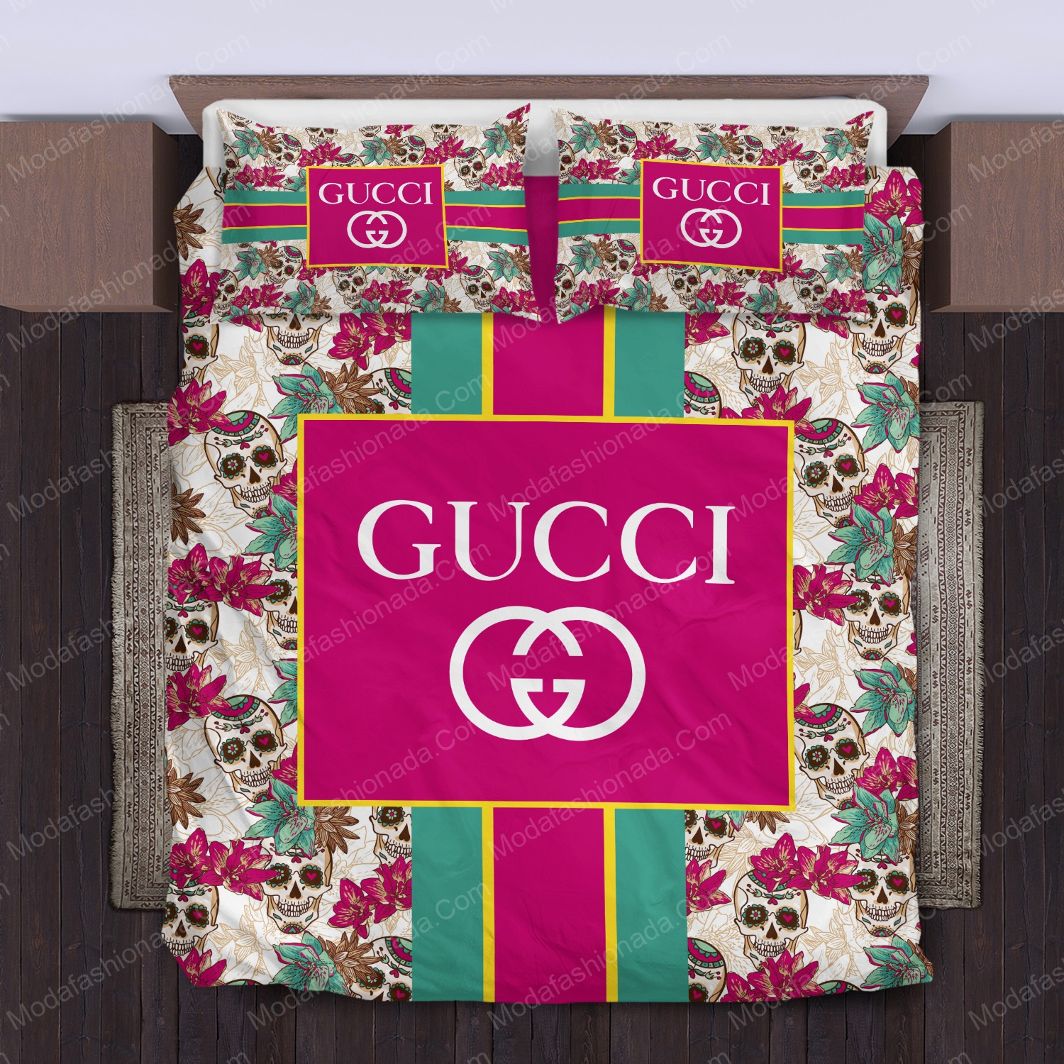 Gucci sugar skulltype logo type 2279 Bedding Sets bed linen blankets sheets luxury ideas duvet home decor bedspread hyperbeast Bedroom bedclothes premium fashion brand covers
