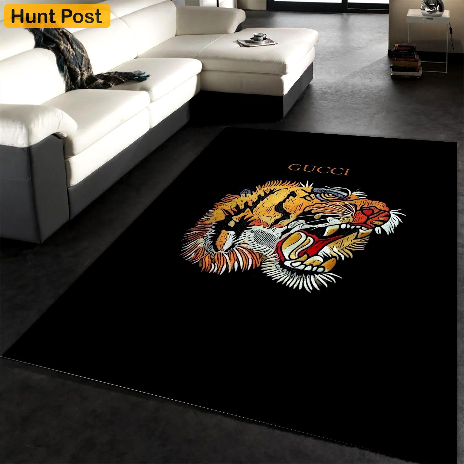 Gucci tiger logo type 48. Upgrade Your Living Room with Luxury Home Decor: Area Carpets, Floor Decor, Door Mats, and Hot Gift Items with style a High-End Fashion Brand Rectangle Rug