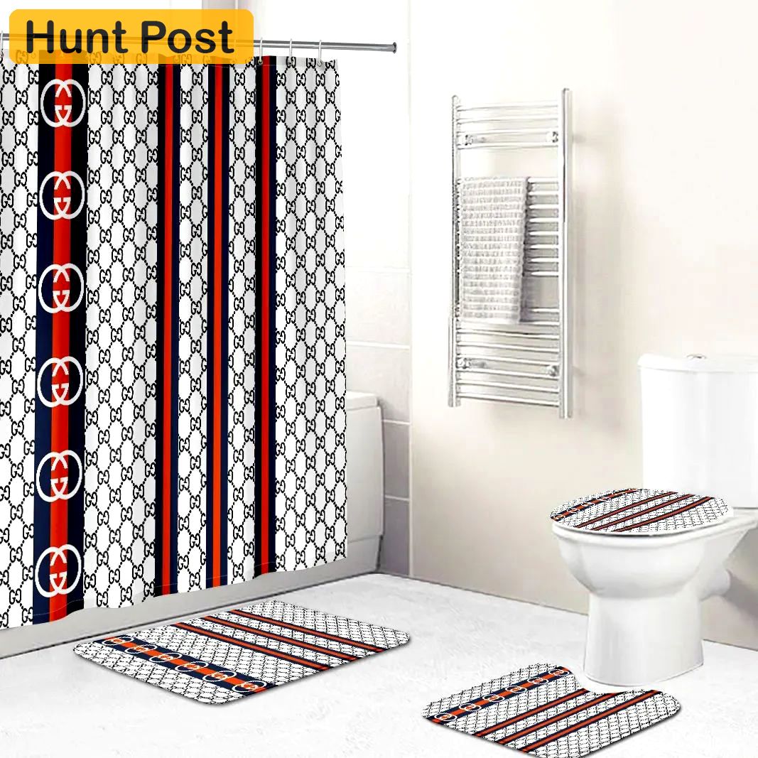 Gucci white bathroom sets luxury fashion brand hypebeast bath mat home decor Bathroom Set