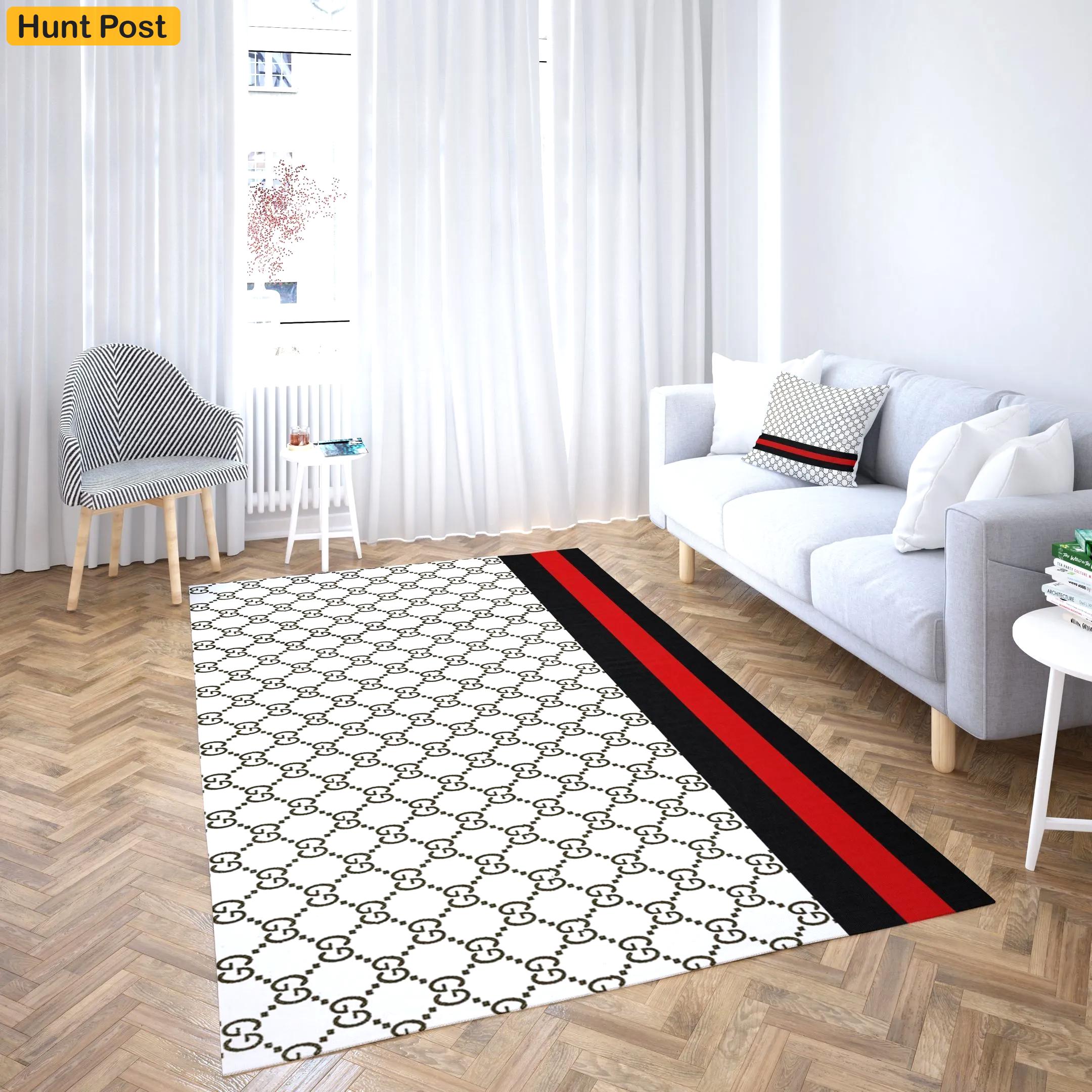Gucci white logo type 898. Upgrade Your Living Room with Luxury Home Decor: Area Carpets, Floor Decor, Door Mats, and Hot Gift Items with style a High-End Fashion Brand Rectangle Rug