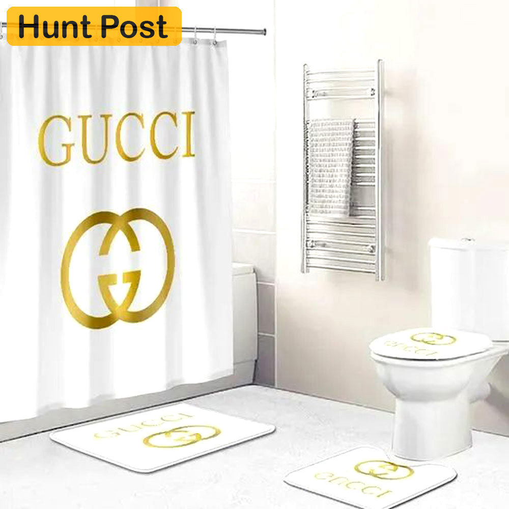 Gucci white luxury fashion brand home decor hypebeast bathroom sets bath mat Bathroom Set