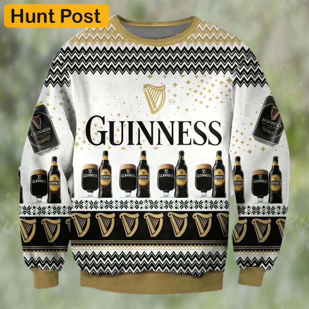 Guinness black beer ugly christmas sweater, faux wool sweater, gifts for beer lovers, international beer day, best christmas gifts for 2022 ? prinvity Christmas Ugly Sweater