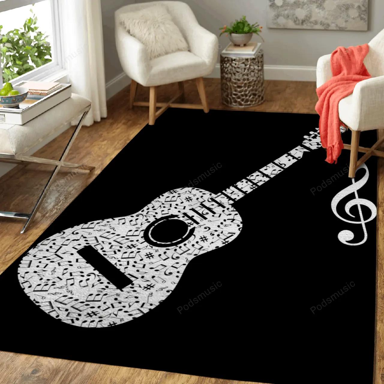 Guitar music instrument music art for fans area rug living room carpet rug regtangle carpet floor decor home decor Rectangle Rug