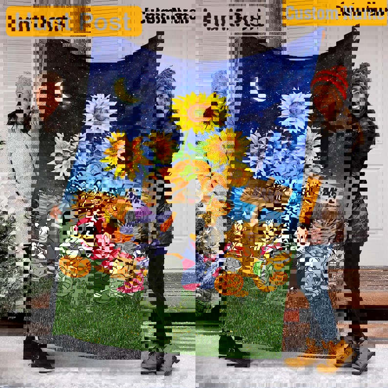 Halloween decorations fall season mickey halloween blanket, minnie and friends halloween blanket, movie fleece mink sherpa halloween gift, custom name halloween Quilt Blanket