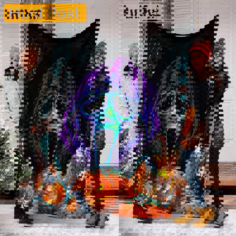 Halloween decorations halloween movies fan blanket, scary movies halloween blanket, spooky blanket, spooky vibes decor, pumpkin halloween, fleece mink sherpa Quilt Blanket