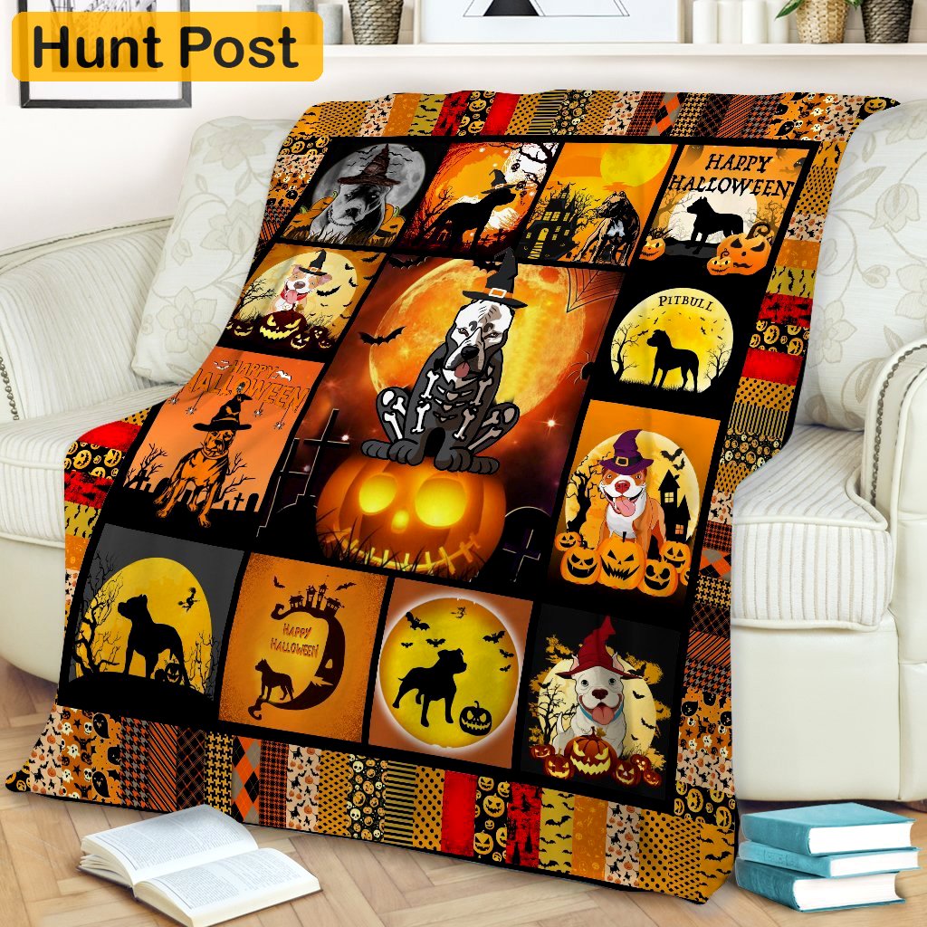 Halloween decorations pit bull halloween all over print #soh-3232 3d quilt blanket Quilt Blanket