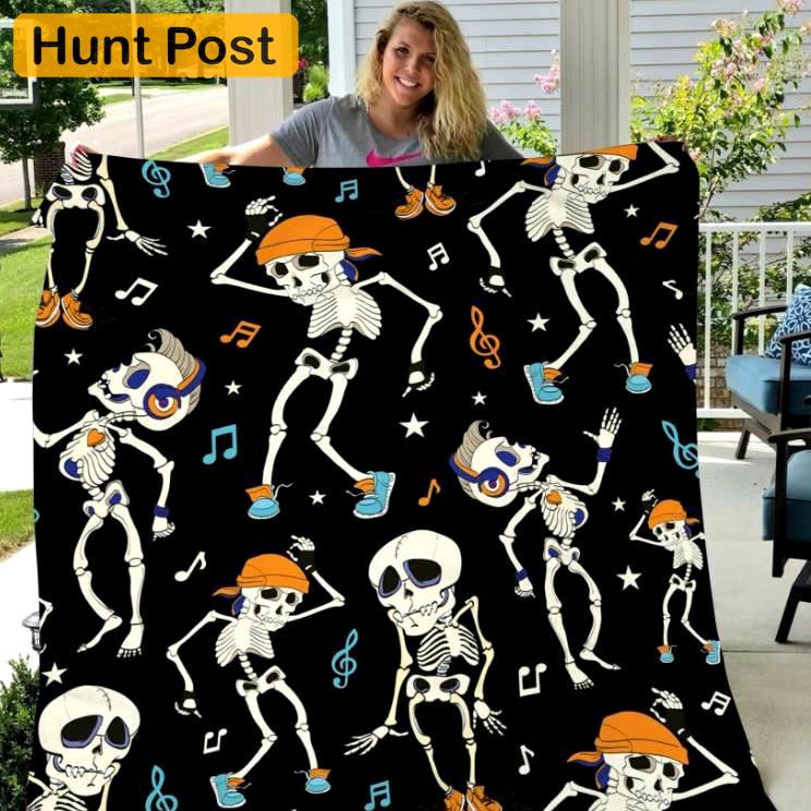 Halloween decorations skeleton dancing halloween gift fleece blanket – quilt blanket fleece blanket, blanket sofa bed, 3d blanket Quilt Blanket