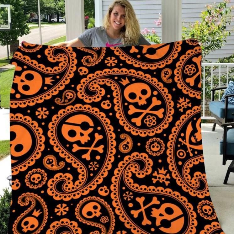 Halloween decorations skull halloween pattern gift fleece blanket – quilt blanket fleece blanket, blanket sofa bed, 3d blanket Quilt Blanket