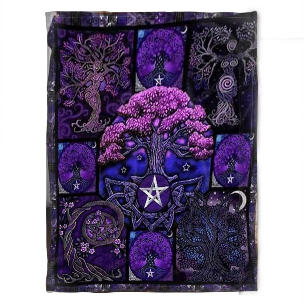 Halloween decorations witch halloween tree of life wicca purple quilt blanket for halloween day fleece blanket home decor bedding couch sofa soft and comfy cozy Quilt Blanket