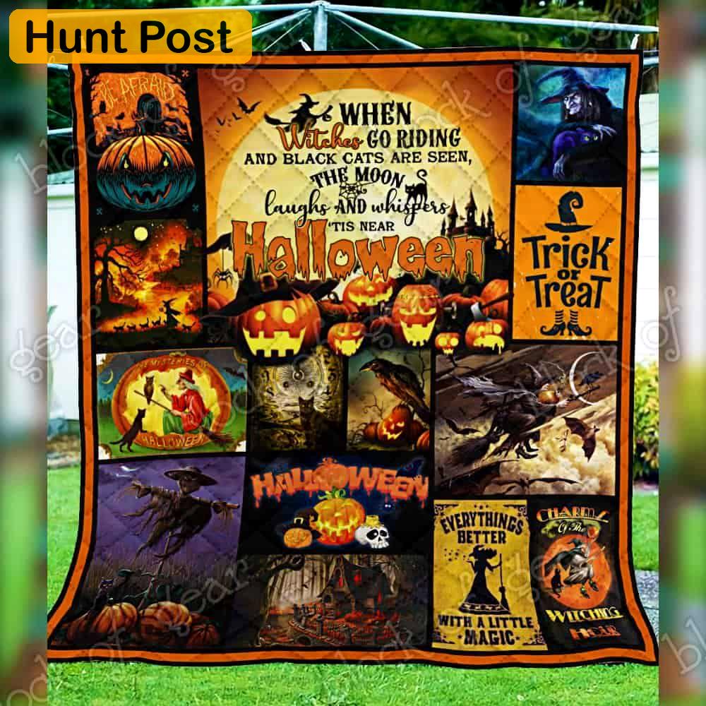 Halloween decorations witches go riding halloween  3d all over printed quilt blanket Quilt Blanket