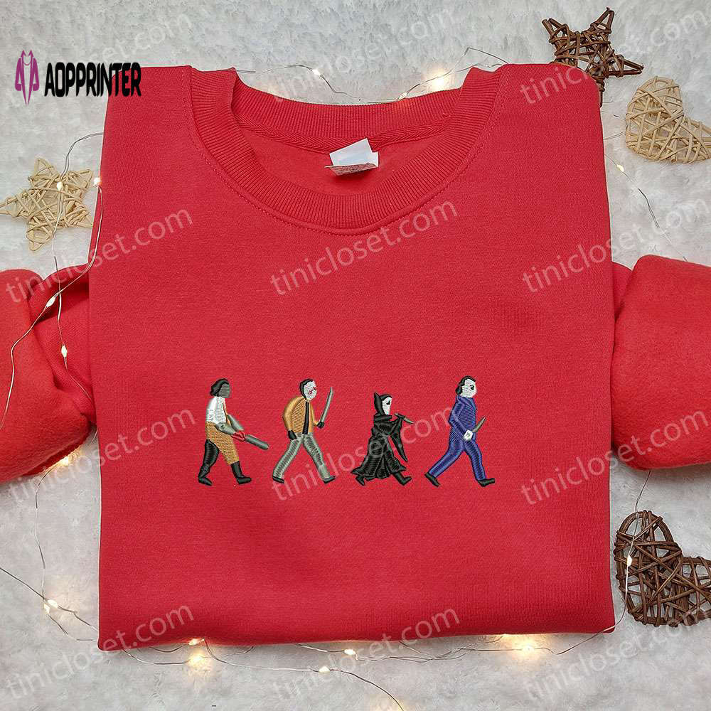 Halloween horror gang embroidered shirt & sweatshirt: best gifts for halloween lovers Embroidered Shirt