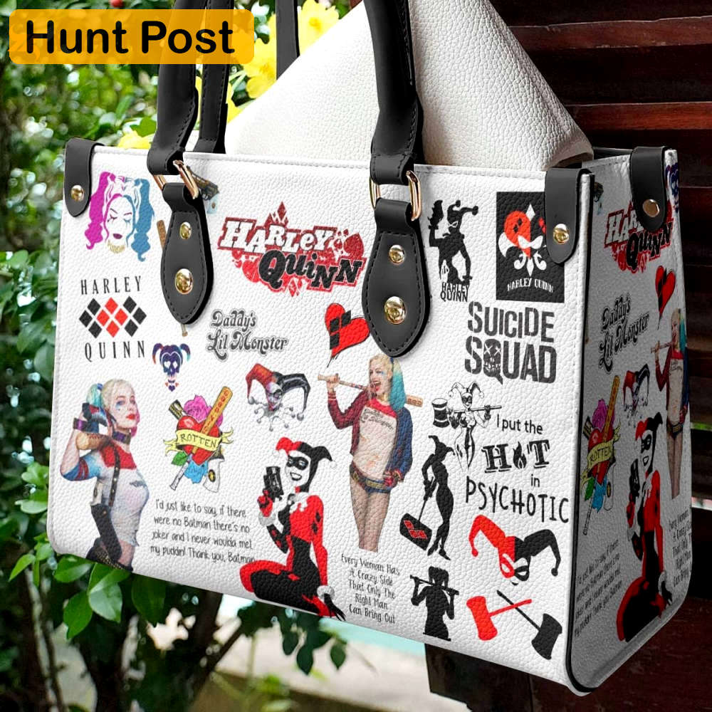 Harley quinn lover leather hand bag gift for women’s day – perfect women s day gift for fans 3684 Women Leather Hand Bag