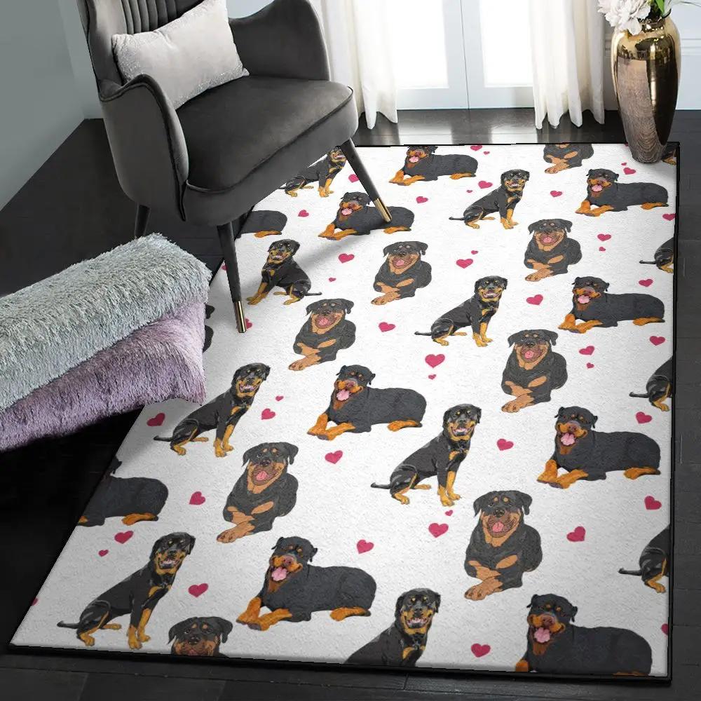 Heart icon modern area rugs, valentine’s day rottweiler heart gs cl rug Rectangle Rug