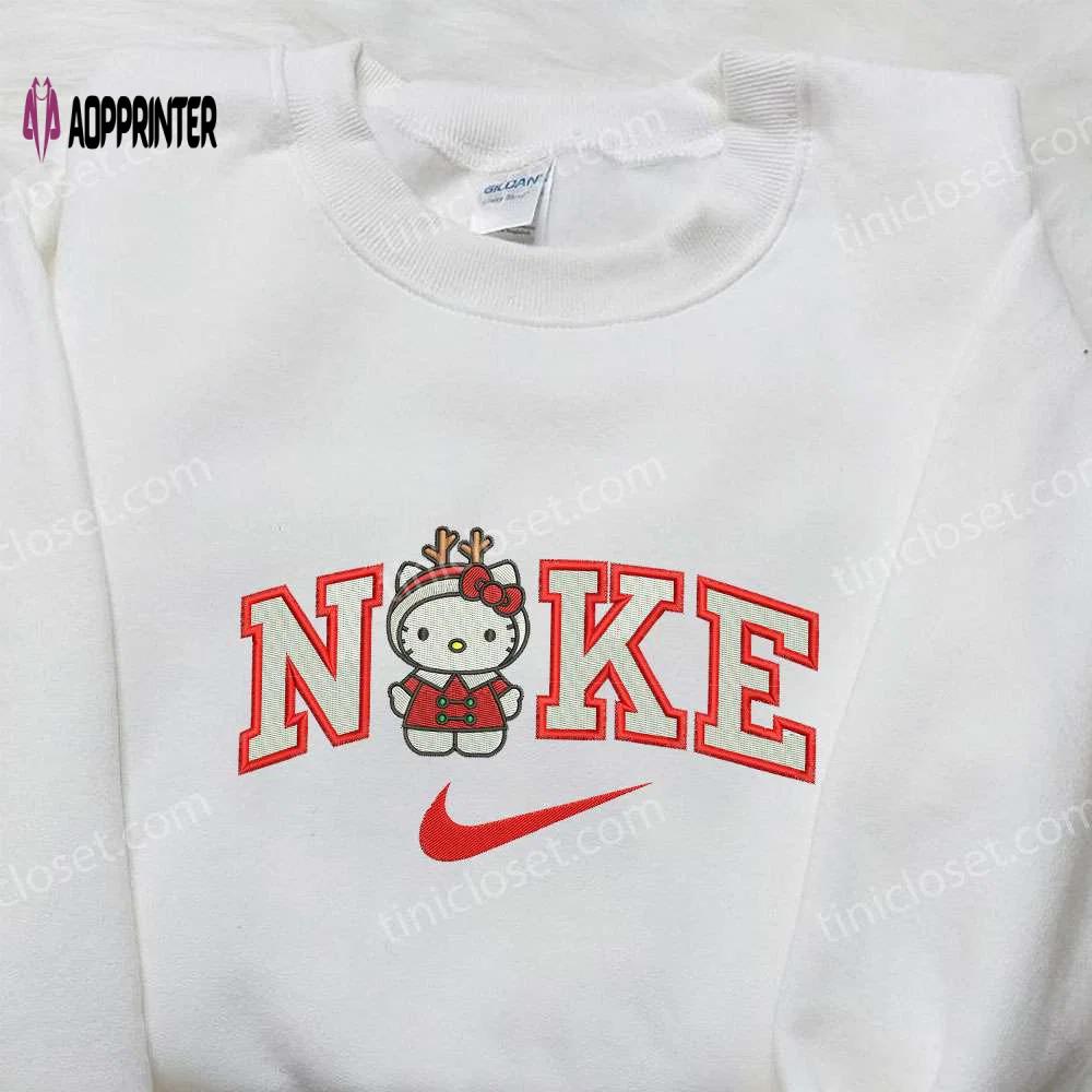 Hello kitty christmas reindeer x nike embroidered shirt & sweatshirt: festive family gift Embroidered Shirt