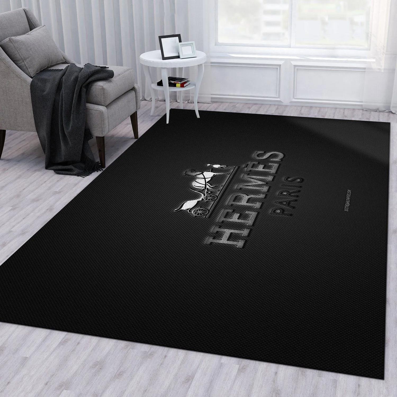 Hermes logo type 176. Upgrade Your Living Room with Luxury Home Decor: Area Carpets, Floor Decor, Door Mats, and Hot Gift Items with style a High-End Fashion Brand Rectangle Rug