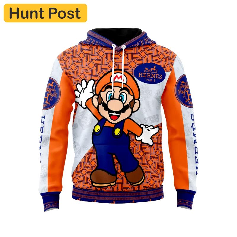 Hermes mario orange unisex hoodie outfit for men women luxury brand clothing special gift Hoodie 3D