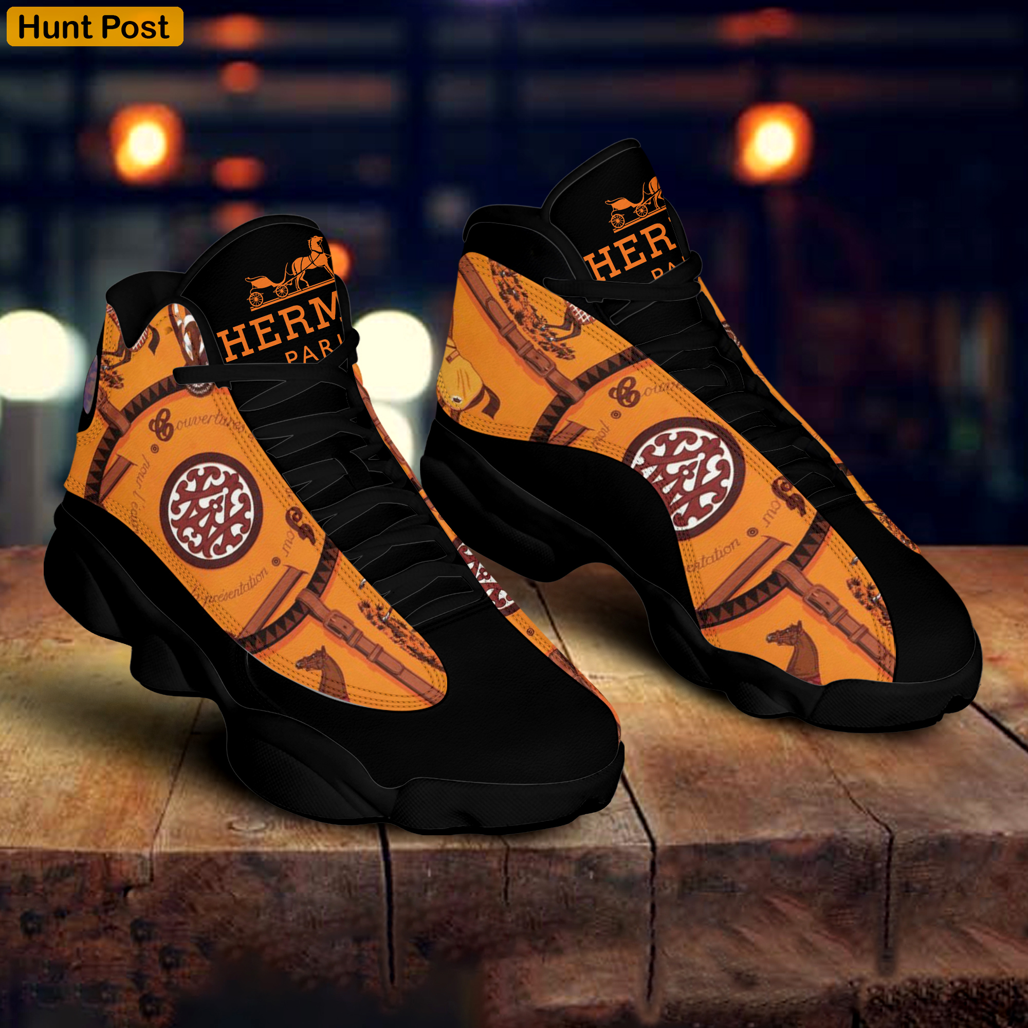 Hermes paris black oranges Air Jordan 13 Sneakers Shoes Gifts For Men Women For Fans Full Size