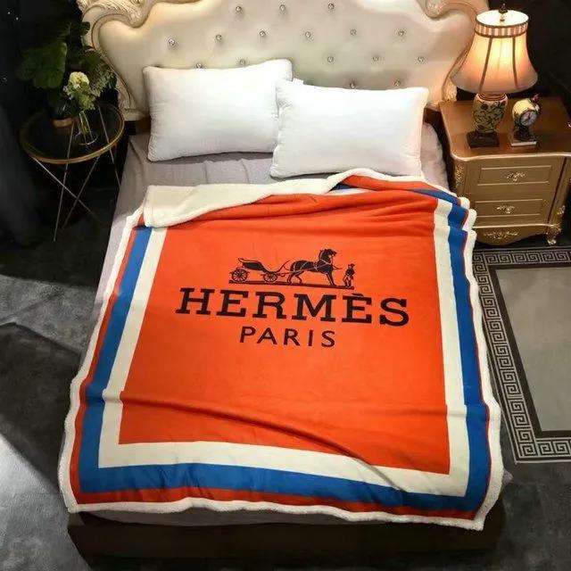 Hermes paris orange luxury brand premium blanket fleece home decor 44 Blanket Fleece