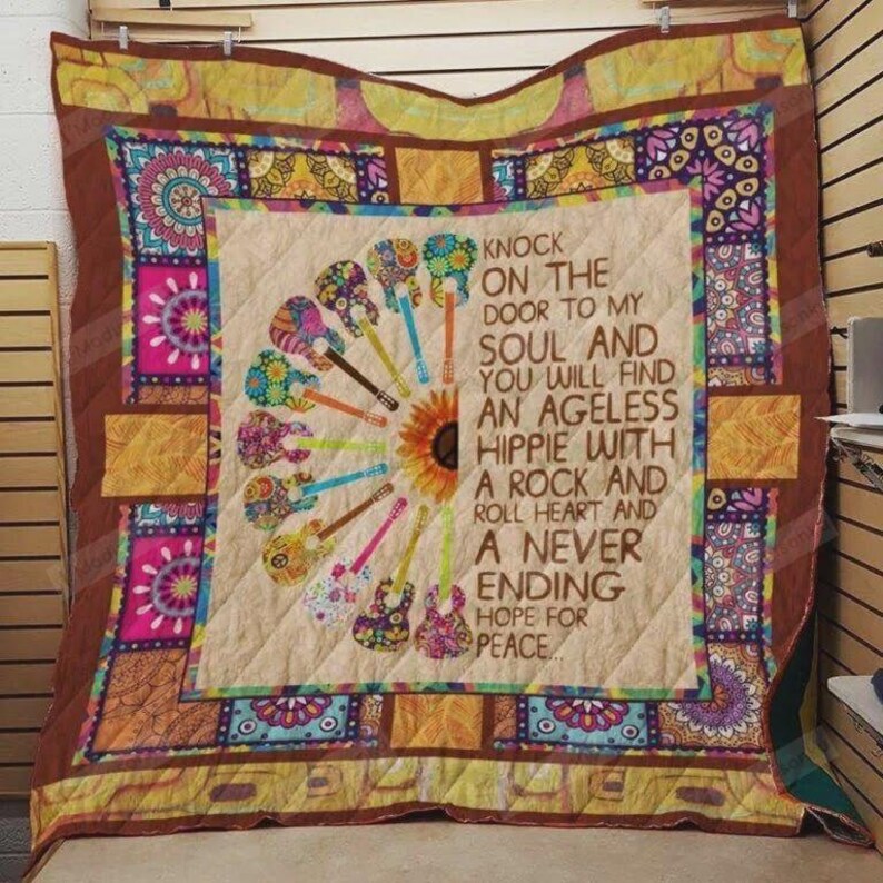 Hippie never ending knock on the door to my soul quilt blanket great customized blanket gifts for birthday christmas thanksgiving Quilt Blanket