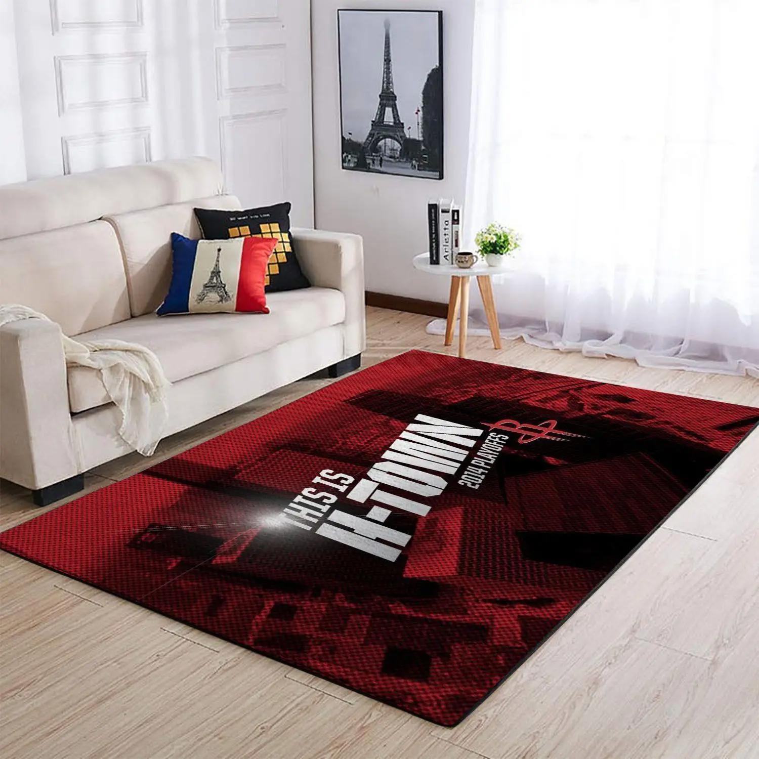 Houston rockets area rug nba carpet living room rugs rug regtangle carpet v3333 Rectangle Rug