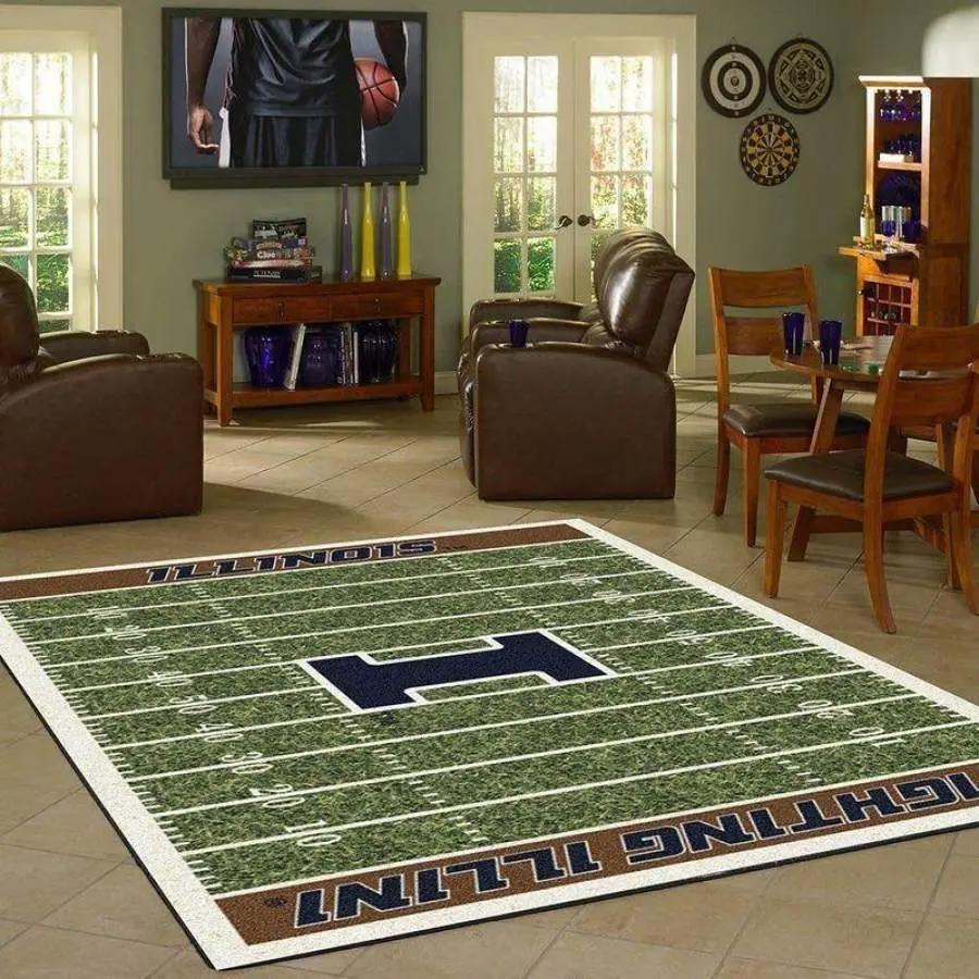 Illinois fighting illini home decor ncaa team logo carpet rug living room 20030448 Rectangle Rug