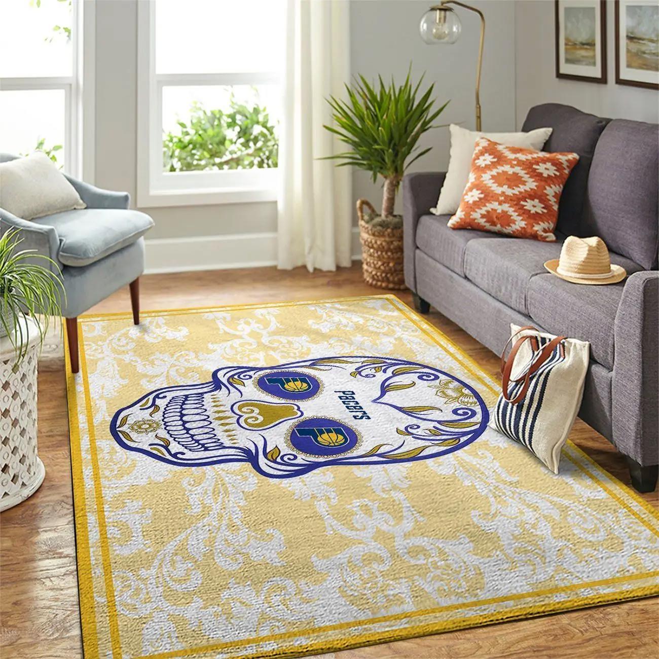 Indiana pacers nba skull flower style living room carpet rug regtangle carpet Rectangle Rug