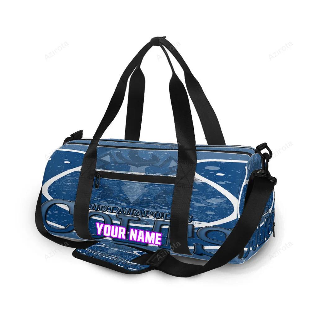Indianapolis colts horseshoe white splash color personalized name travel bag gym bag 1706 Travel Bag