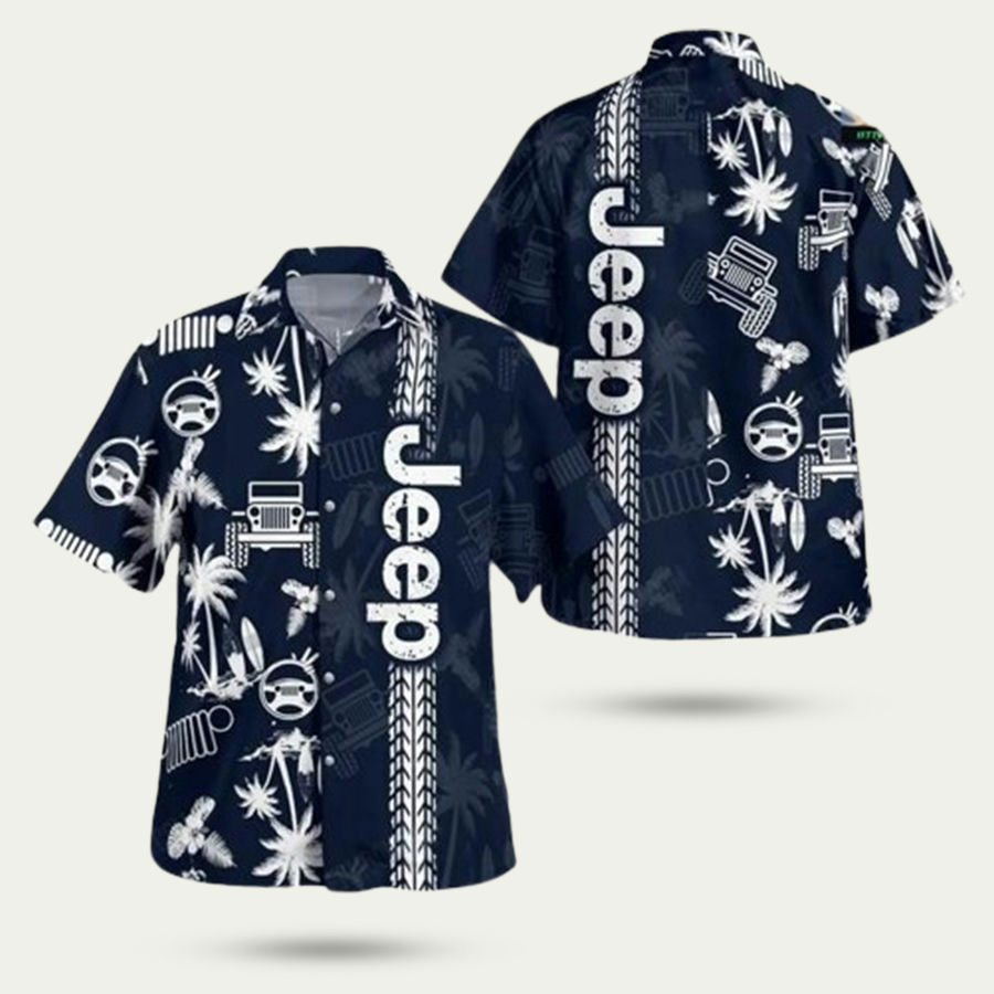 Jeep black and white hawaiian shirt Hawaii Shirt Shorts & Flip Flops