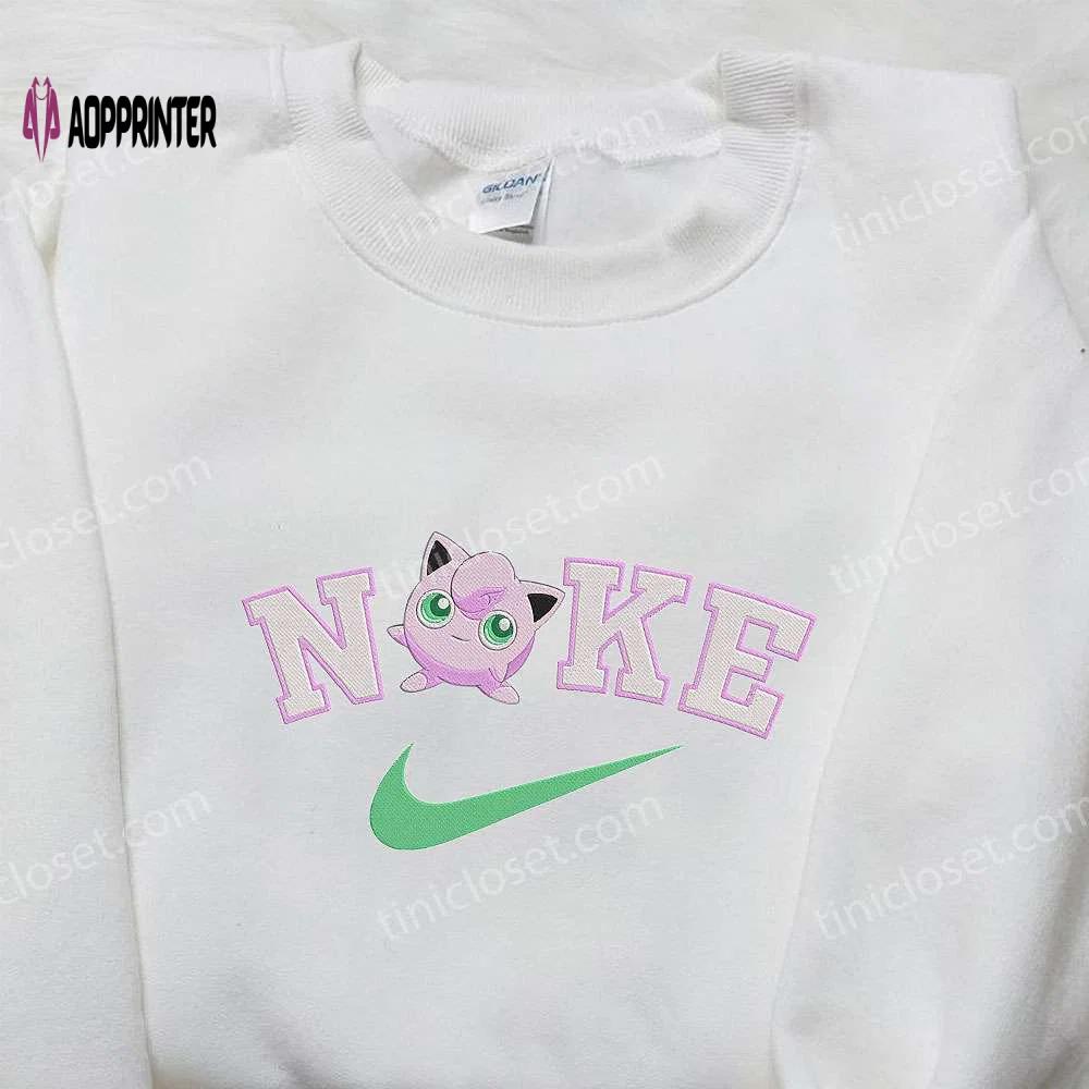 Jigglypuff x nike anime embroidered hoodie pokemon & nike inspired shirt Embroidered Shirt