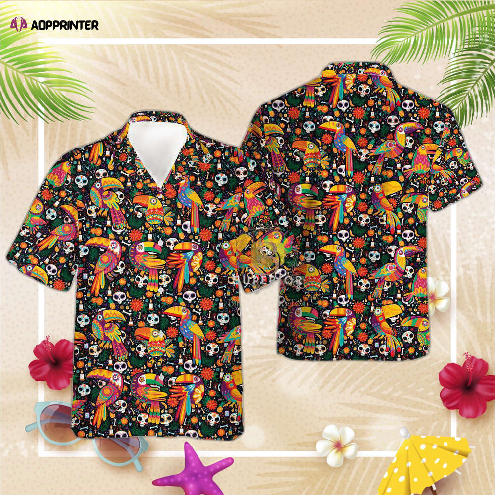 Jungle bird skeleton de los muertos hawaiian shirt, gift for men and women Hawaii Shirt
