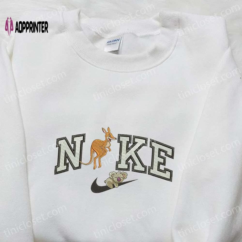 Kangaroo with koala x nike embroidered shirt: animal-inspired nike-infused design Embroidered Shirt