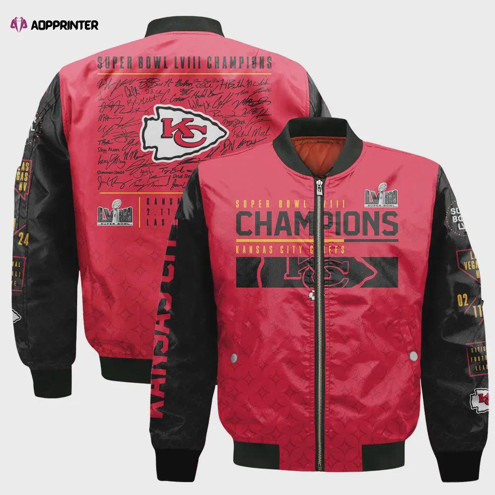 Kansas city chiefs national football league 2024 champions bomber jacket v18 Bomber Jacket