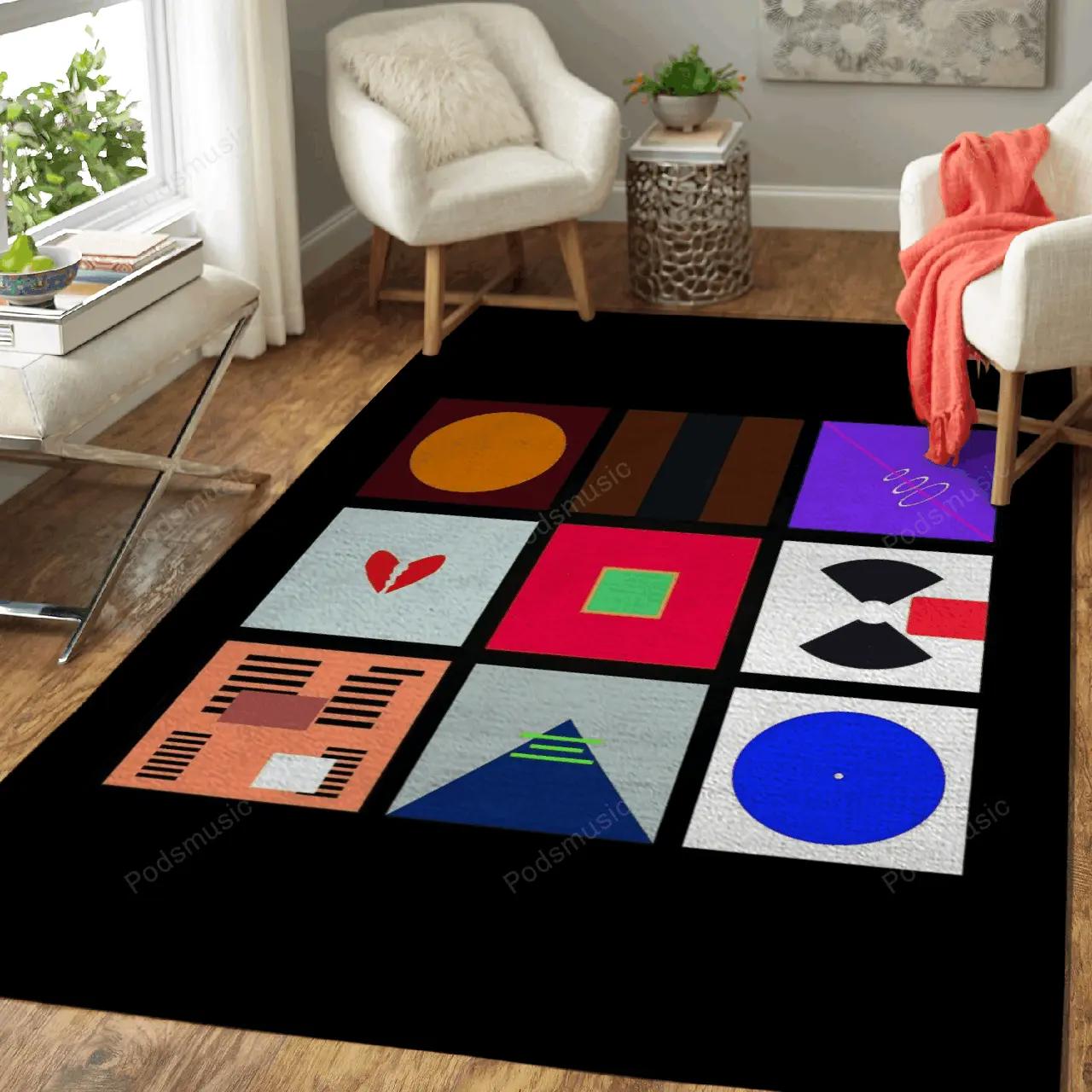 Kanye album collage music art for fans area rug living room carpet rug regtangle carpet floor decor home decor Rectangle Rug