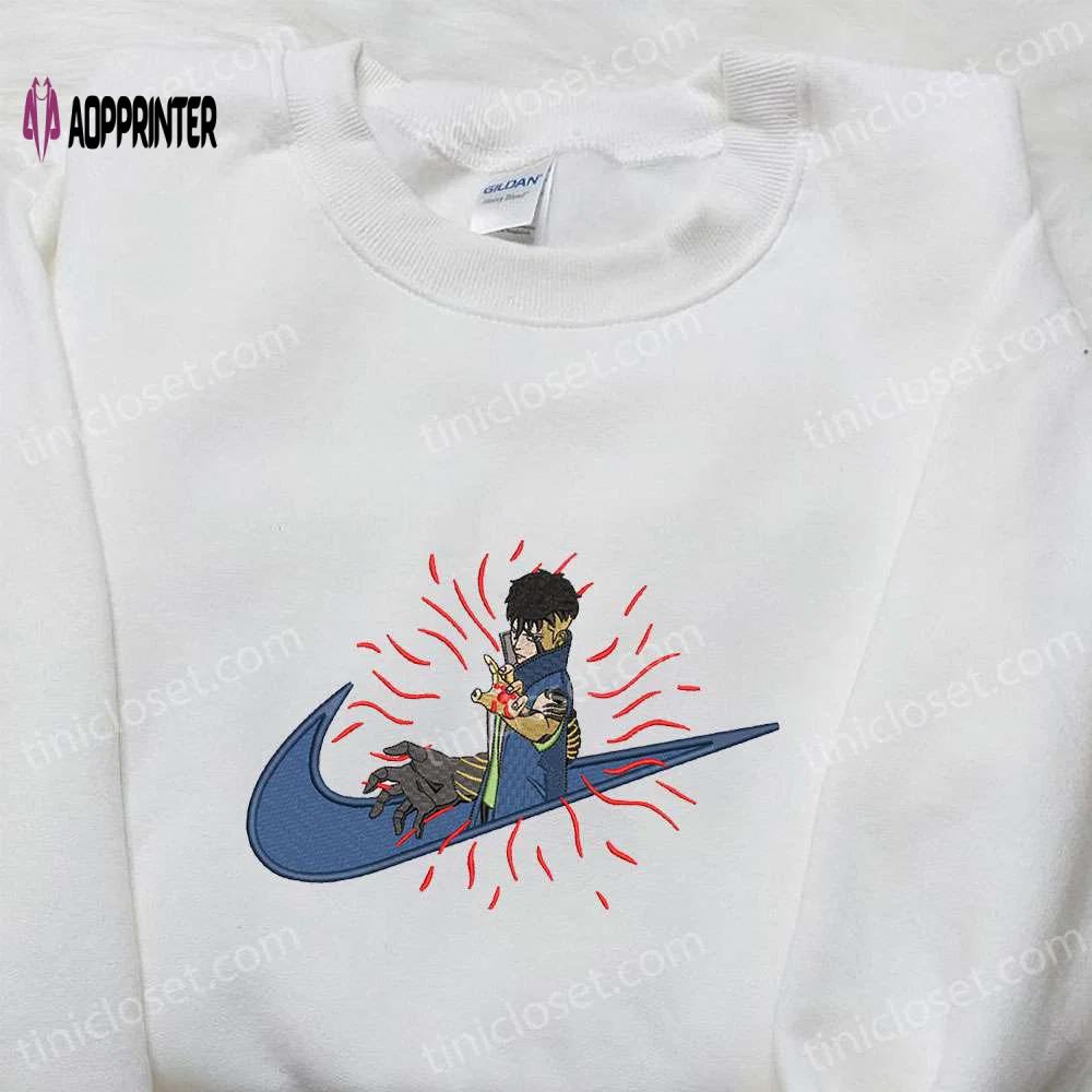 Kawaki x nike swoosh anime embroidered shirt – naruto inspired nike inspired trendy design Embroidered Shirt