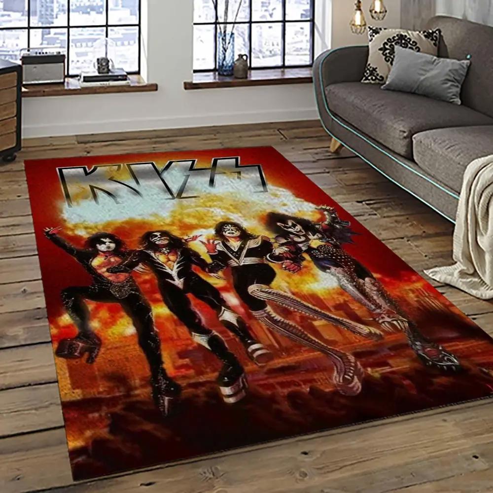 Kiss rock band music retangle carpet area rug home decor best gift for fan and friends as34 Rectangle Rug