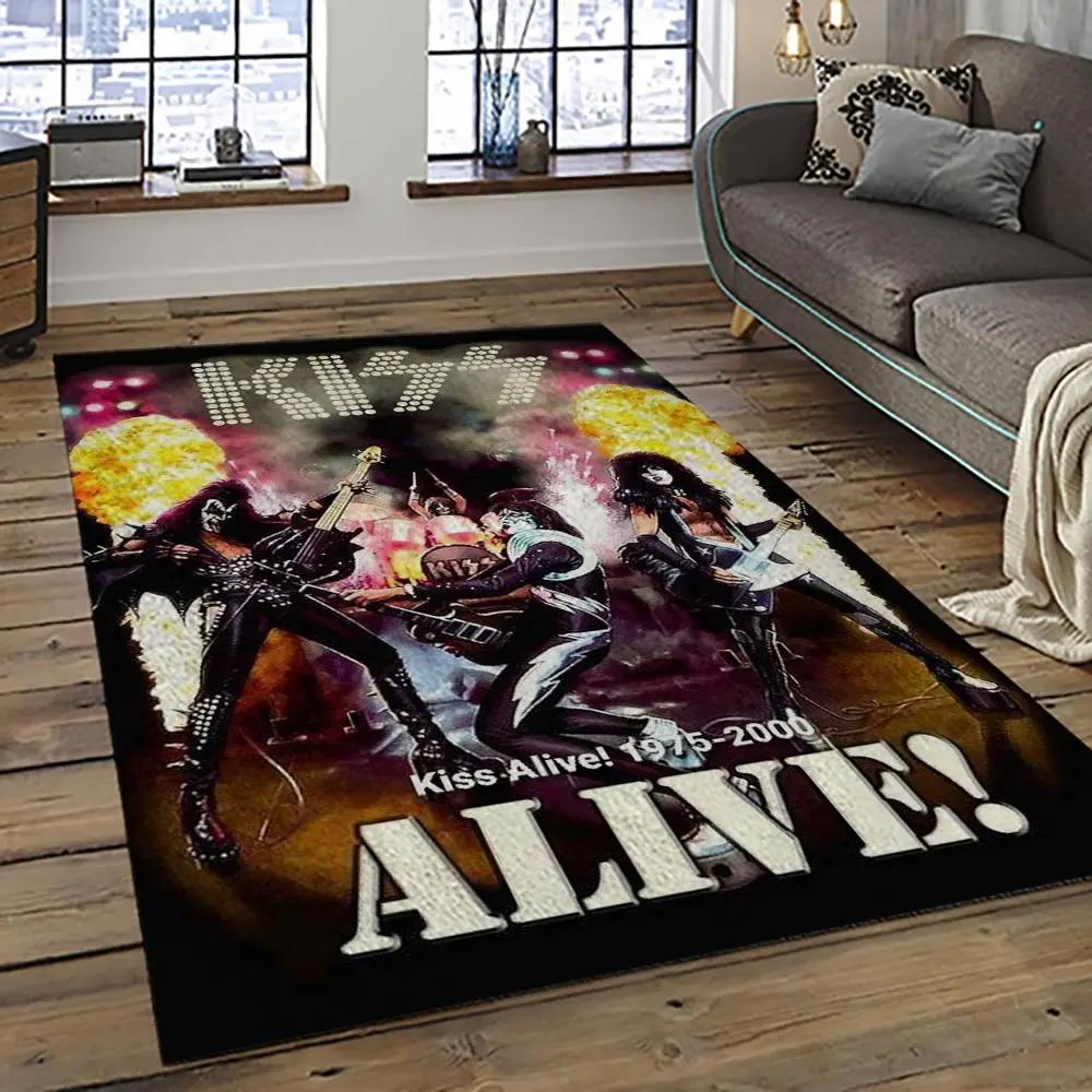 Kiss rock band music retangle carpet area rug home decor best gift for fan and friends as35 Rectangle Rug