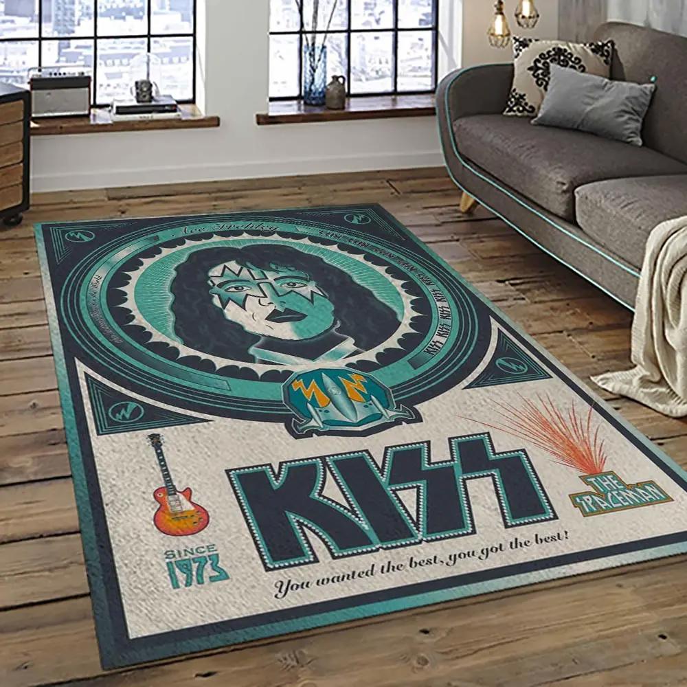 Kiss rock band music retangle carpet area rug home decor best gift for fan and friends as8 Rectangle Rug
