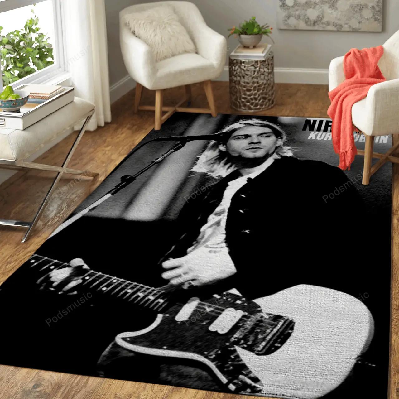 Kurt cobain music art for fans area rug living room carpet rug regtangle carpet floor decor home decor Rectangle Rug