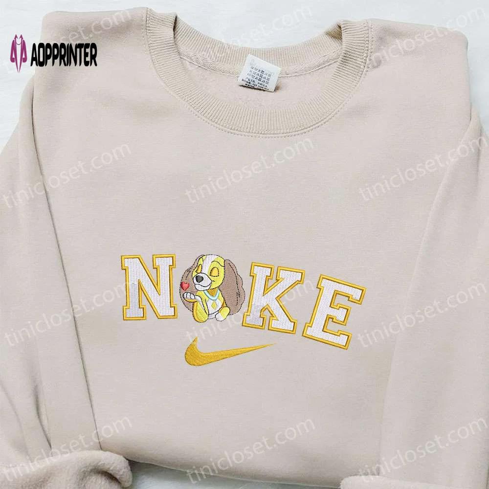 Lady x nike cartoon embroidered shirt nike inspired t-shirt – perfect family gift Embroidered Shirt