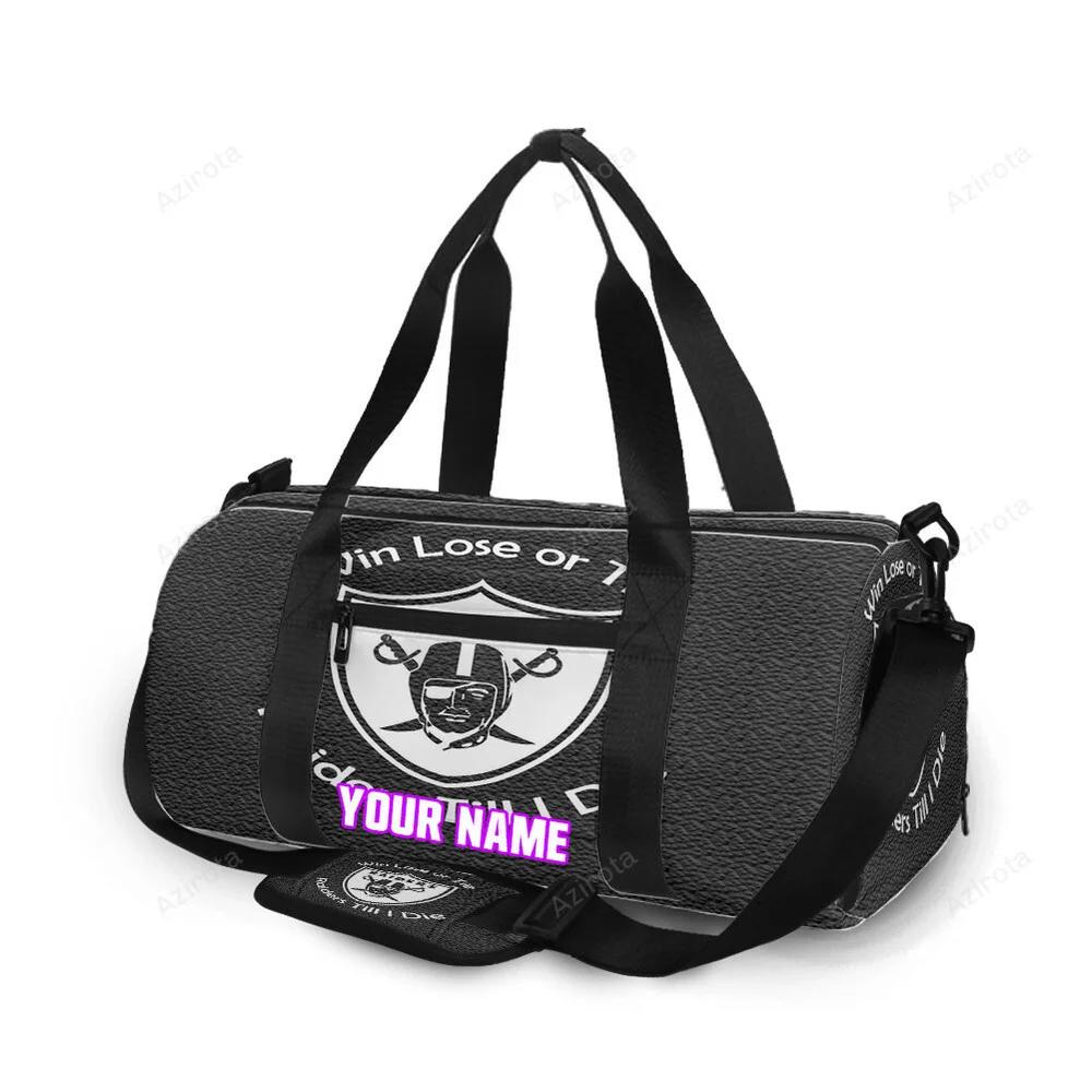 Las vegas raiders win lose or tie raiders till i die personalized name travel bag gym bag 1813 Travel Bag