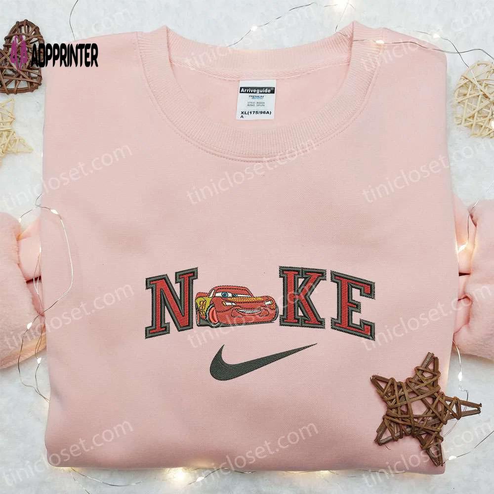Lightning mcqueen x nike cartoon embroidered shirt cars inspired nike tee Embroidered Shirt